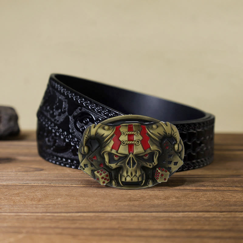 Cintura in pelle con fibbia Joker Clown Skull fai da te da uomo
