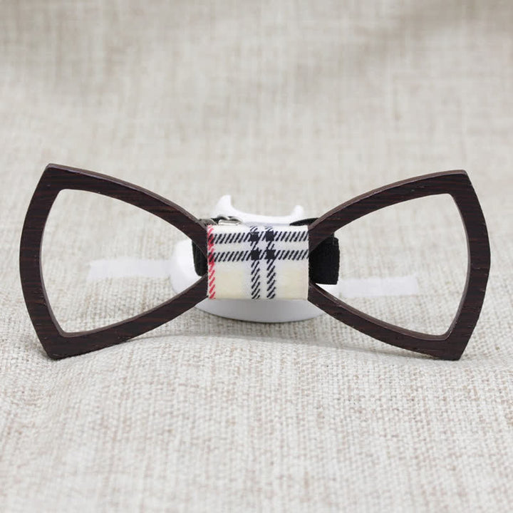 Set papillon in legno con occhiali da sole scuri da uomo - Plaid - image 0