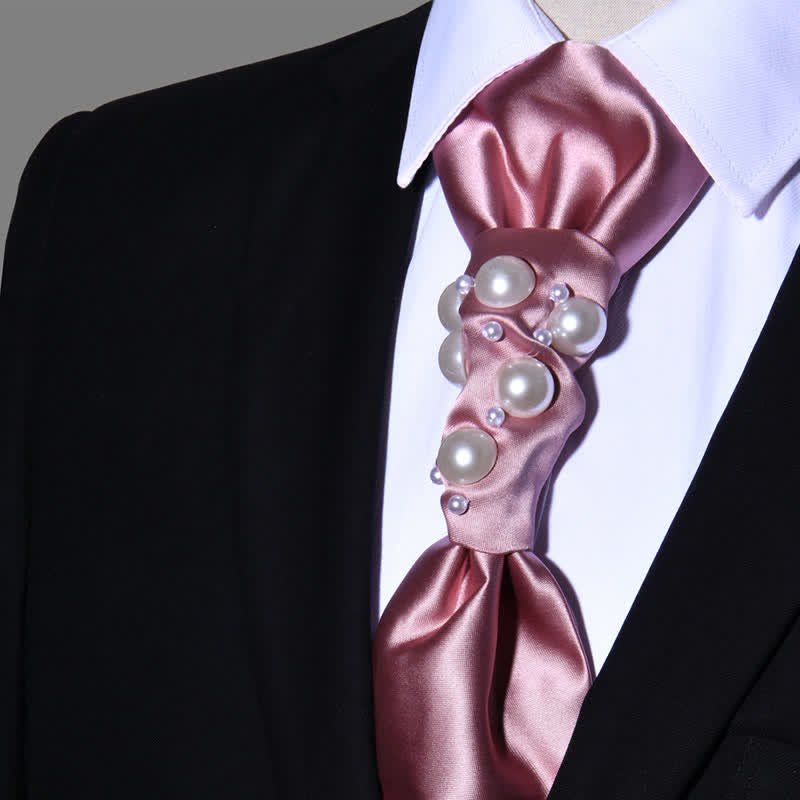 Cravatta da sposa con perle stile vintage da uomo - Rosa - image 13