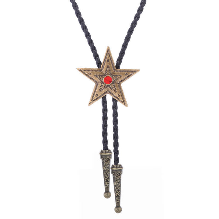 Collana con ciondolo a forma di stella in pietra naturale vintage Bolo Tie