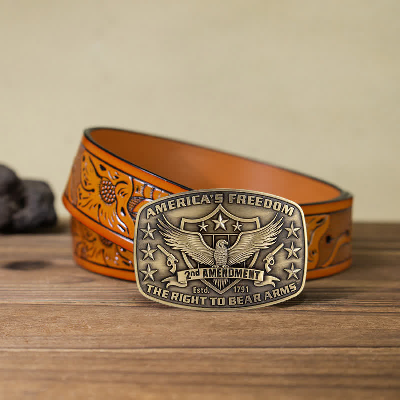 Cintura in pelle con fibbia America's Freedom Eagle fai da te da uomo