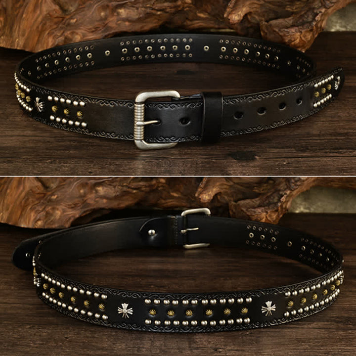 Cintura unisex con decorazione a borchie e borchie incrociate in stile rock
