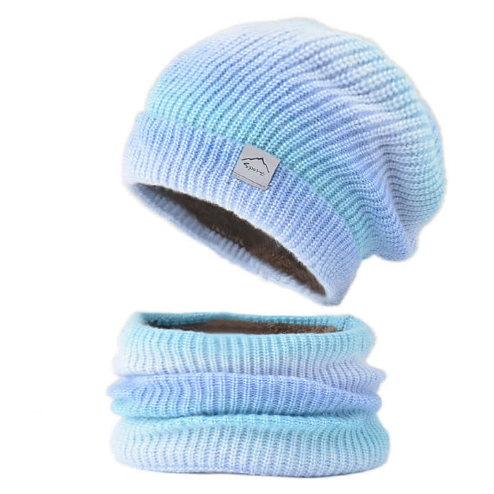 Set di 2 cappelli e sciarpe elastici con gradiente di colore