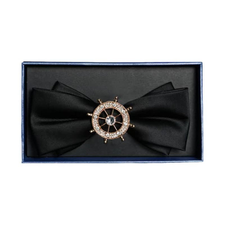 Papillon da uomo in metallo opaco con strass - Timone - Nero - image 4