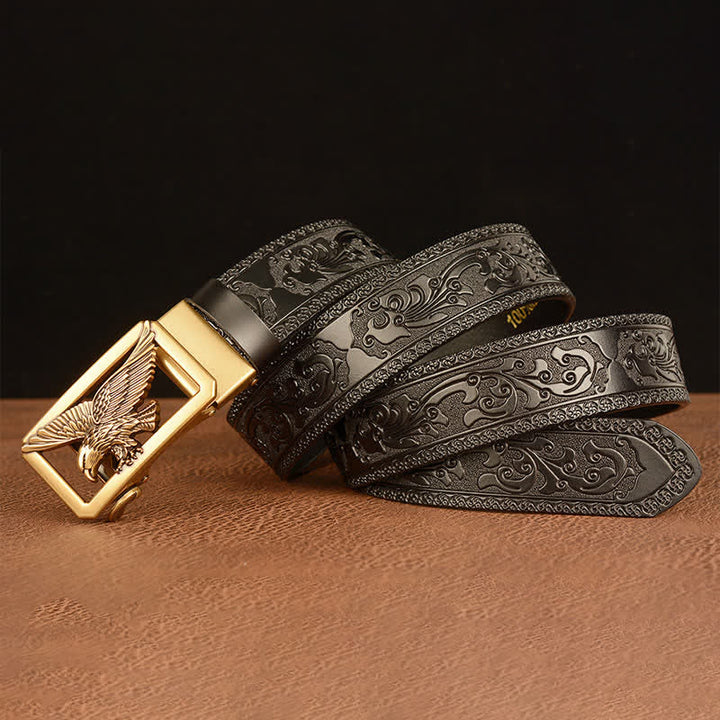Cintura in pelle con fibbia vintage a forma di aquila cava da uomo