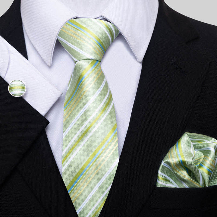 Set di 3 cravatte a righe verde lime da uomo - Verde lime - image 0