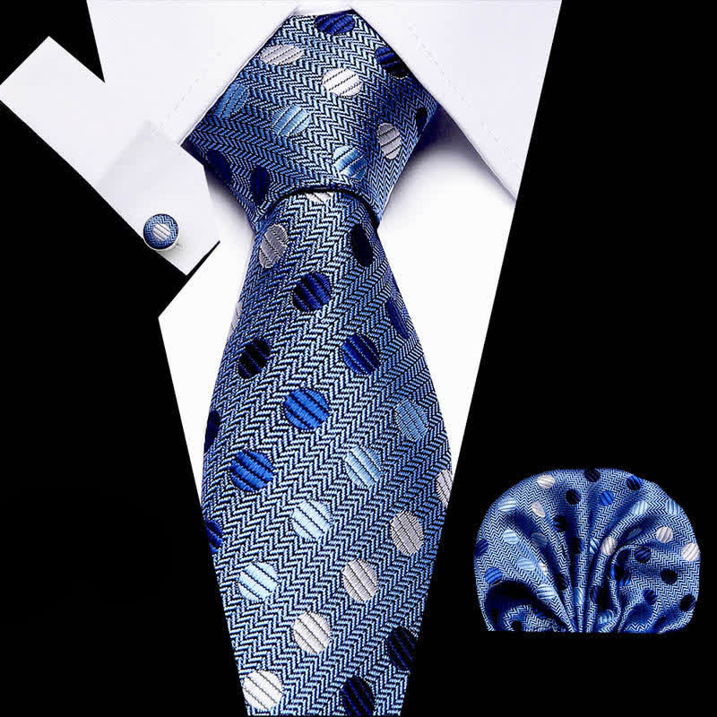 Set di 3 cravatte a pois blu da uomo - Tonalità di blu - image 0