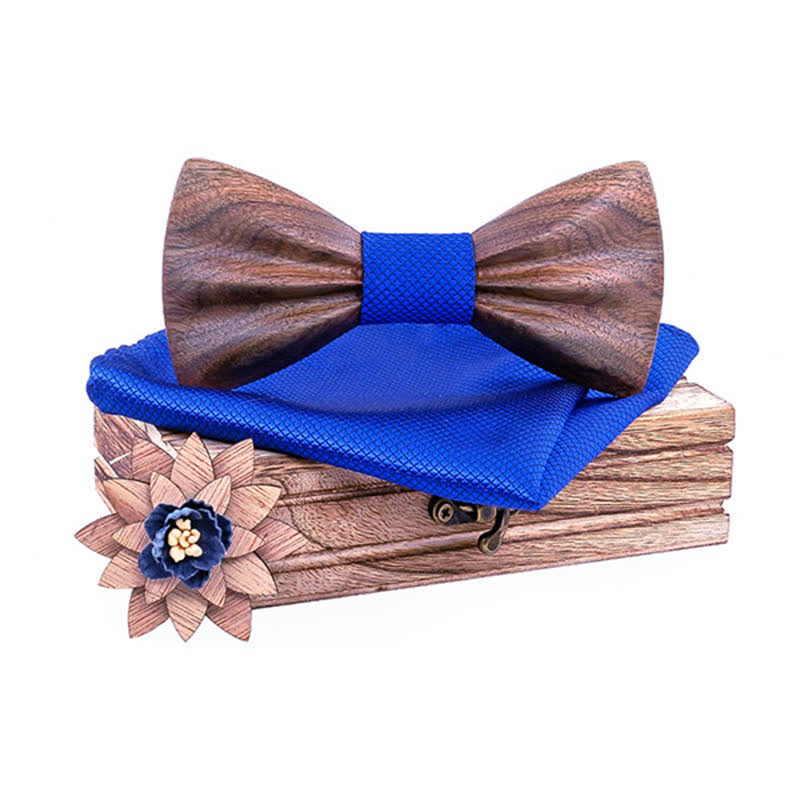 Set di 3 cravatte a farfalla in legno intagliate a mano da uomo - Noce - Reale - image 7