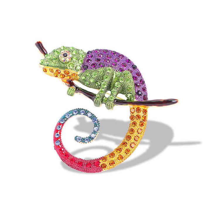 Spilla lucertola camaleonte colorata da donna