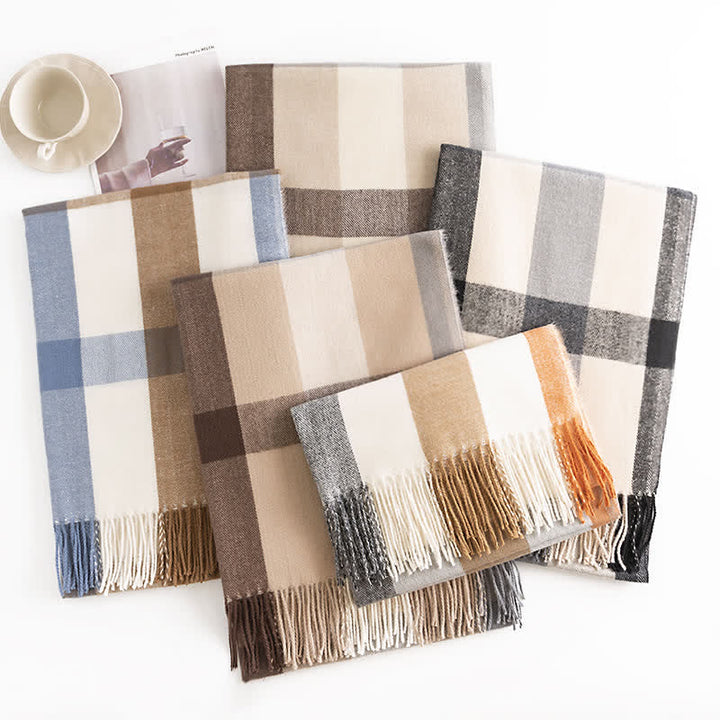 Sciarpa in cashmere imitazione a quadri di classe da donna