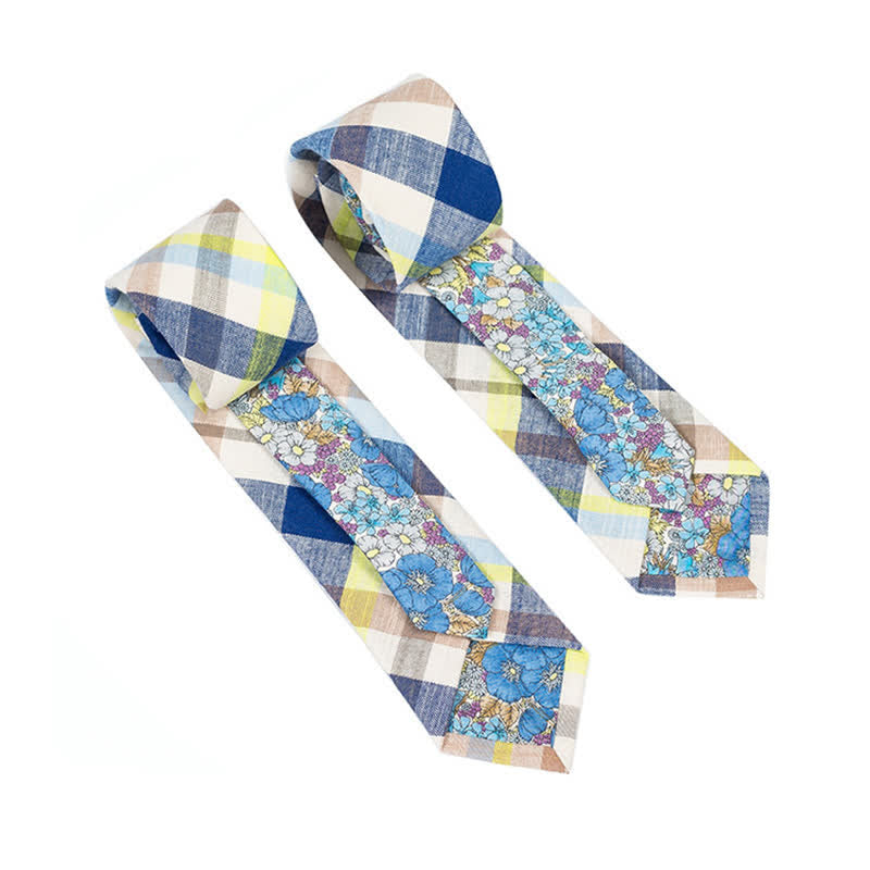 Cravatta da uomo con motivo patchwork floreale a quadri