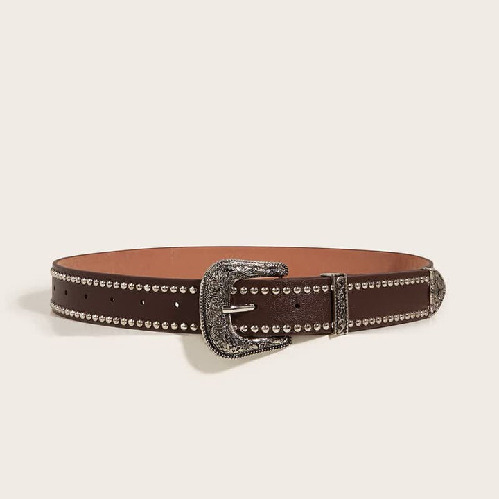 Cintura in pelle con rivetti stile punk da donna