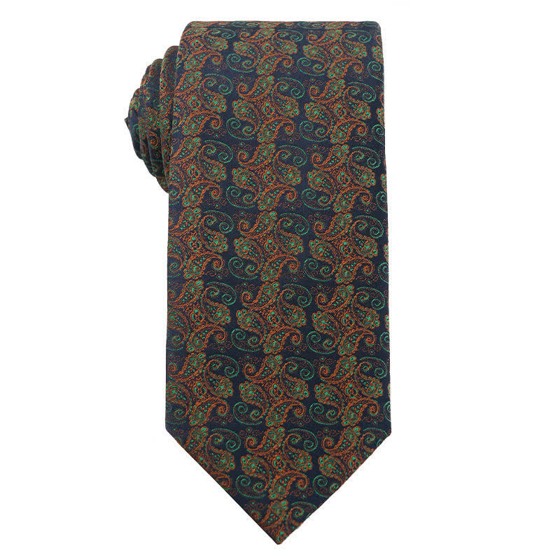 Cravatta da uomo serie verde foresta arancione