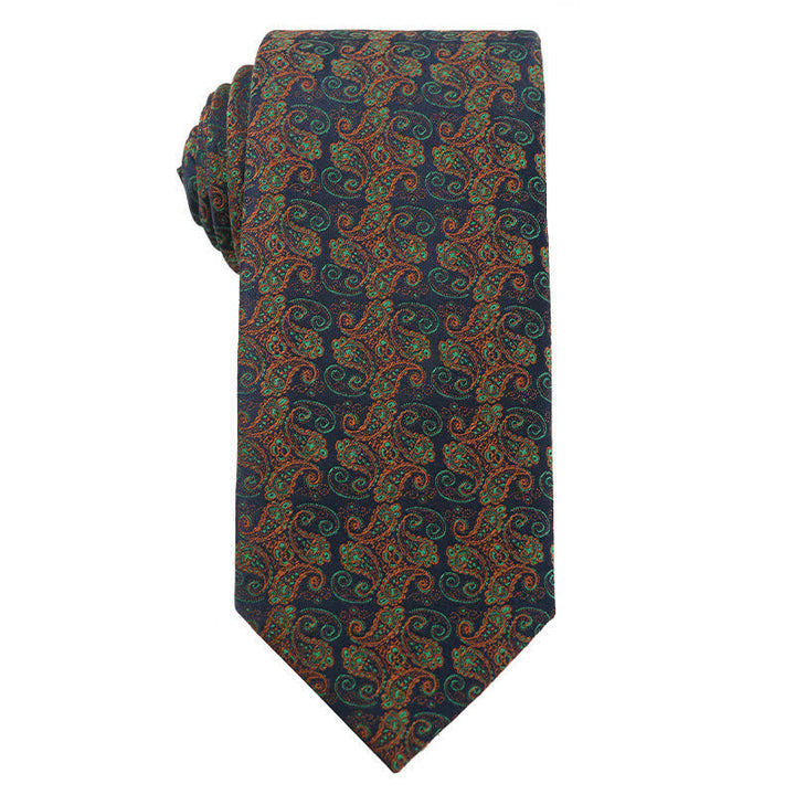 Cravatta da uomo serie verde foresta arancione