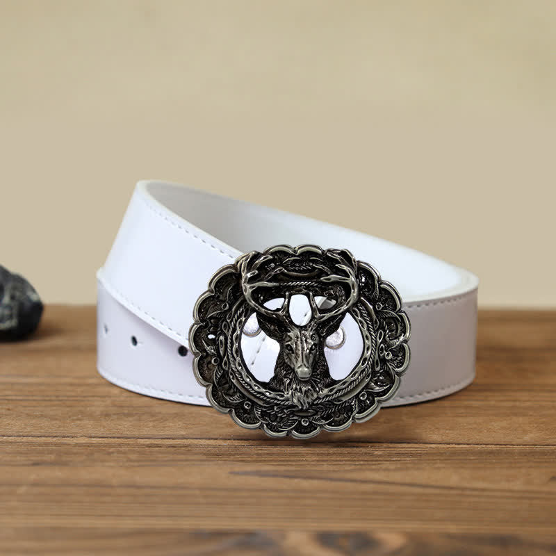 Cintura in pelle con fibbia in corno di alce 3D fai da te da uomo