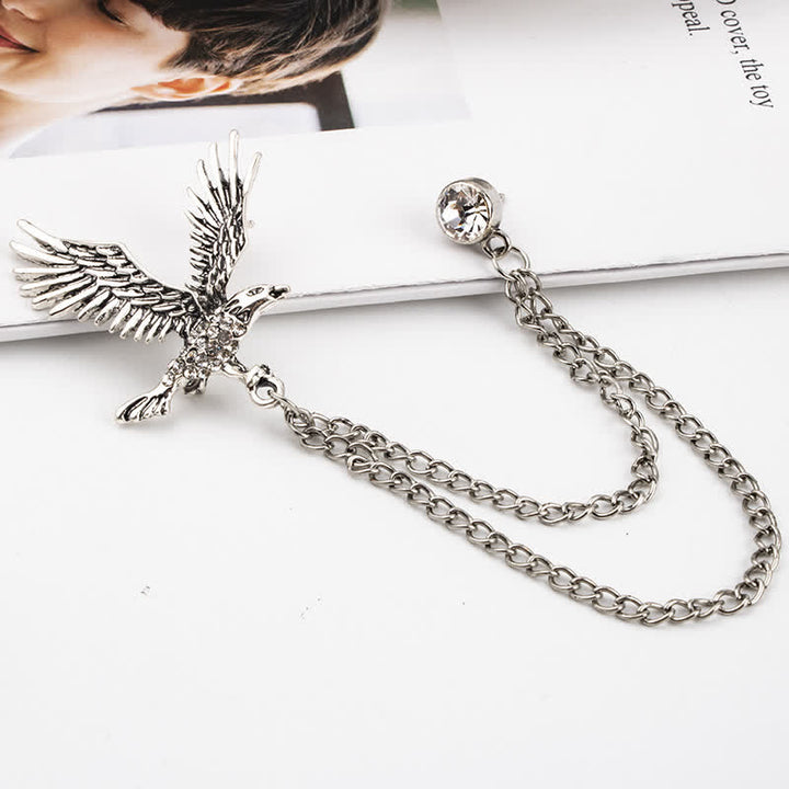 Spilla da uomo con aquila in volo e strass