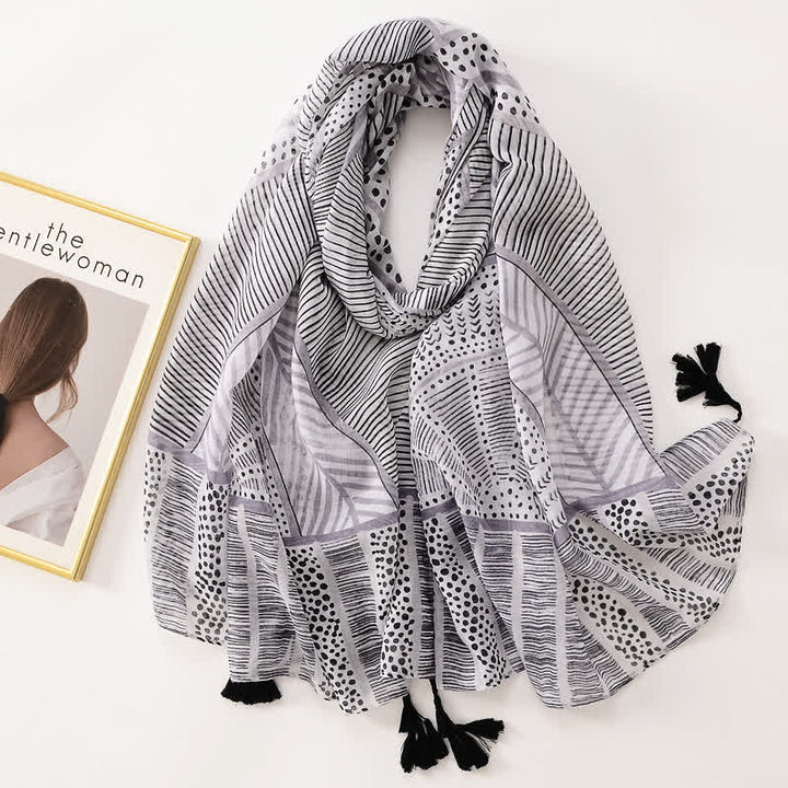 Sciarpa sottile con nappe floreali a farfalla da donna