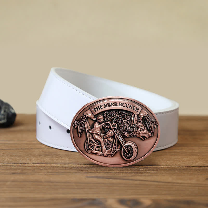 Cintura in pelle con fibbia porta birra creativa fai da te per motocicletta da uomo
