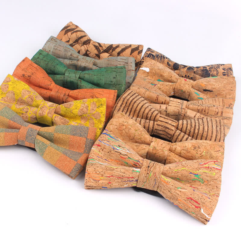 Papillon multicolore con stampa geometrica effetto legno da uomo