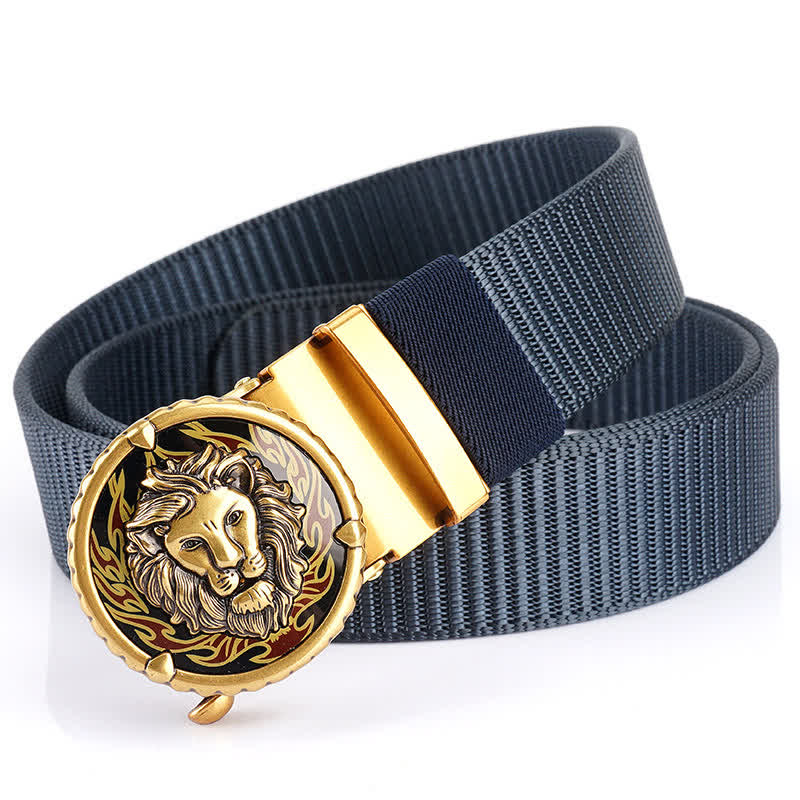 Cintura in nylon da uomo con motivo a testa di leone - Blu / Oro - 48" - image 10