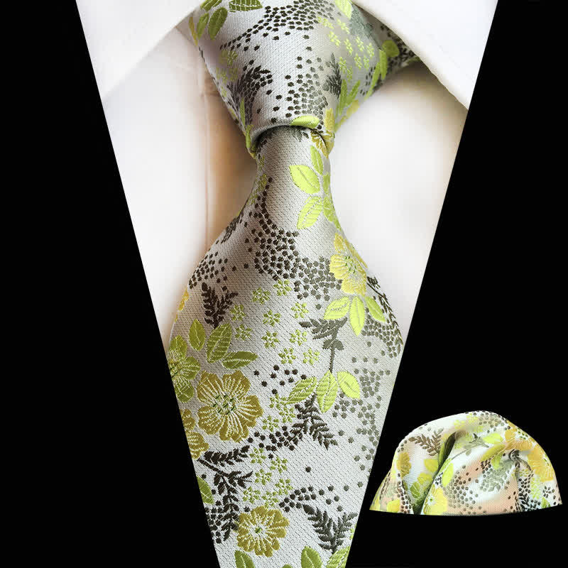 Set di 2 cravatte floreali con fiori di prugna da uomo