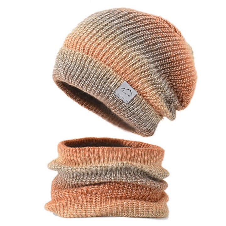 Set di 2 cappelli e sciarpe elastici con gradiente di colore