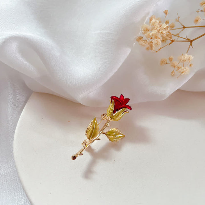 Spilla con stelo e rosa squisita da donna