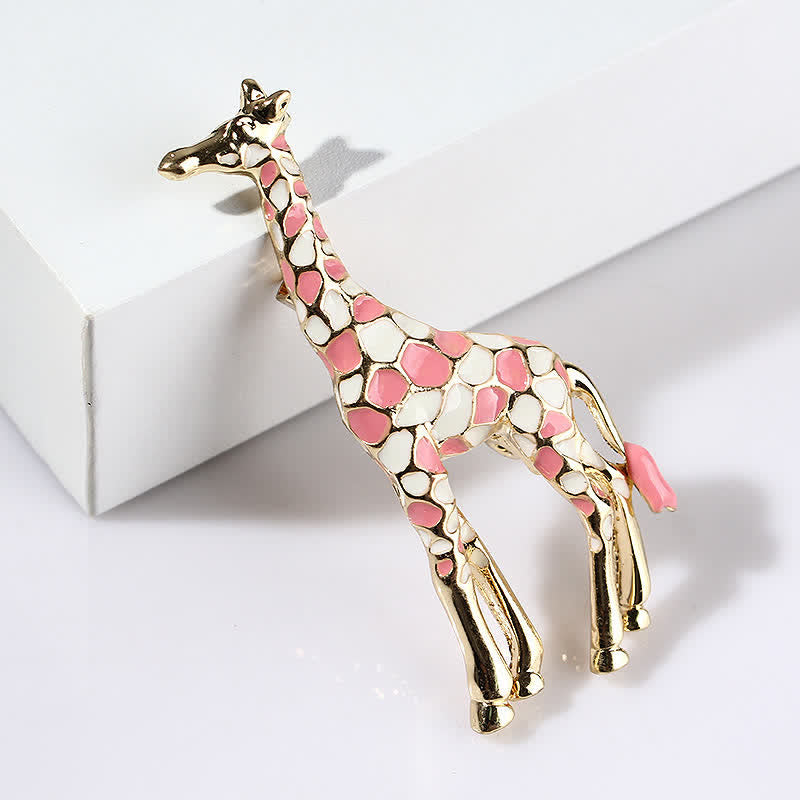 Spilla da donna a forma di giraffa in smalto lucido con motivo a cartoni animati