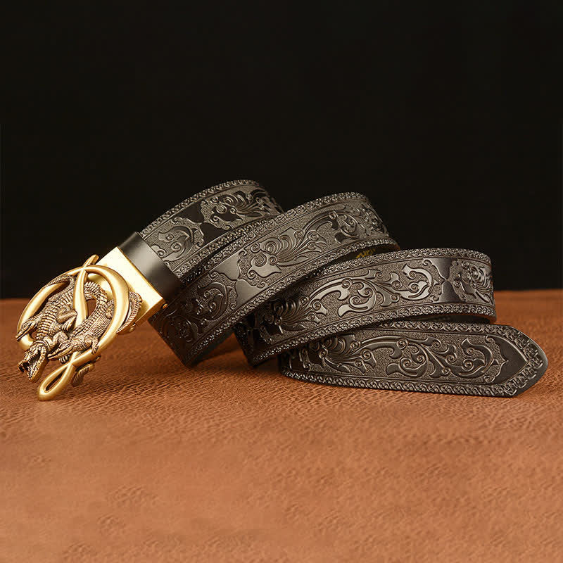 Cintura in pelle con fibbia in coccodrillo da uomo - image 11
