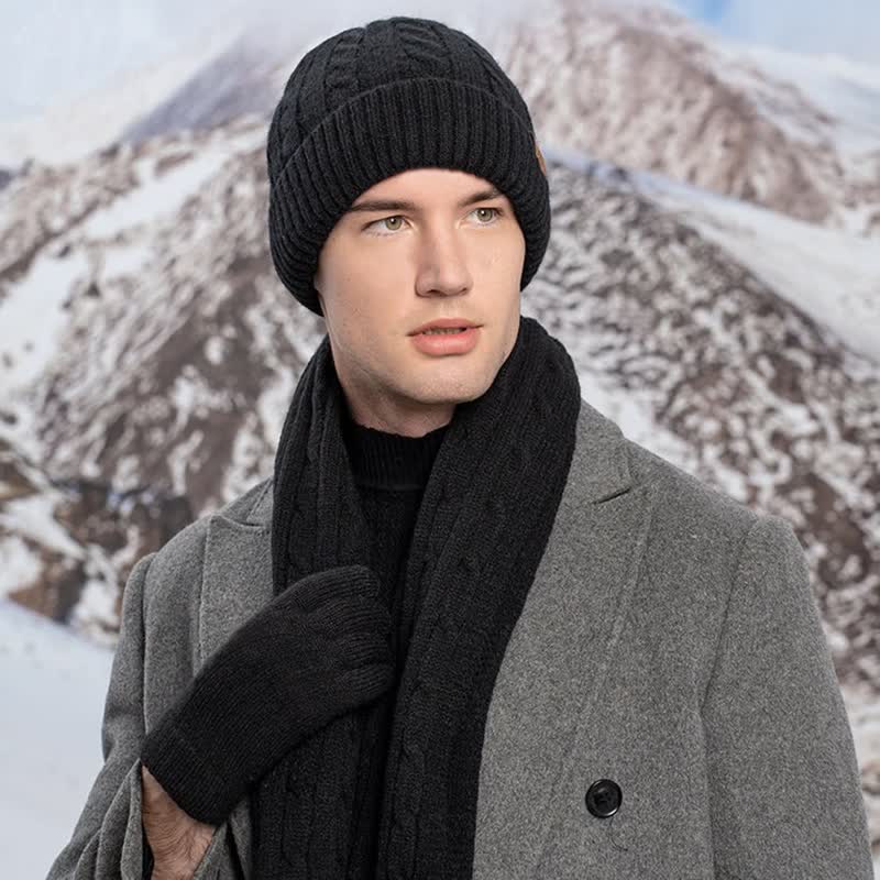 Set di 3 pezzi unisex di caldo cappello sciarpa guanti