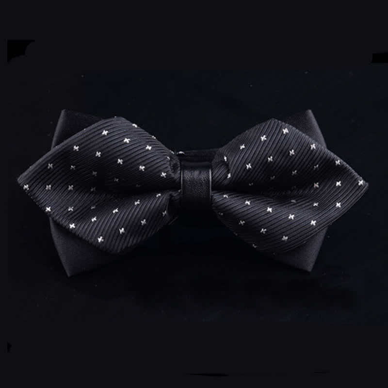 Papillon a punta con croce bianca in twill nero da uomo - Nero - image 0