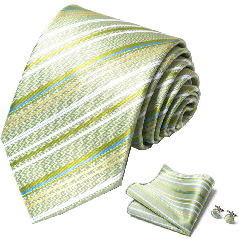 Set di 3 cravatte a righe verde lime da uomo 