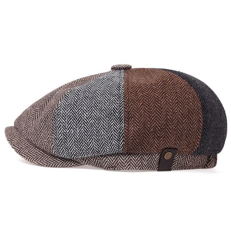 Cappello basco ottagonale a spina di pesce retrò