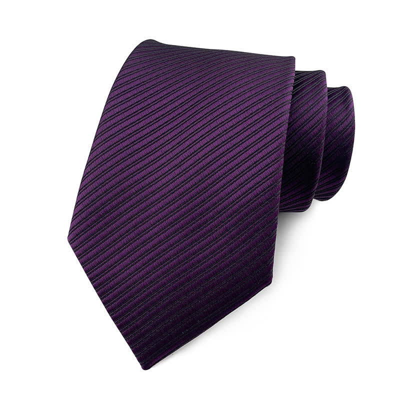 Cravatta da lavoro discreta in twill tinta unita da uomo - Viola scuro - image 15