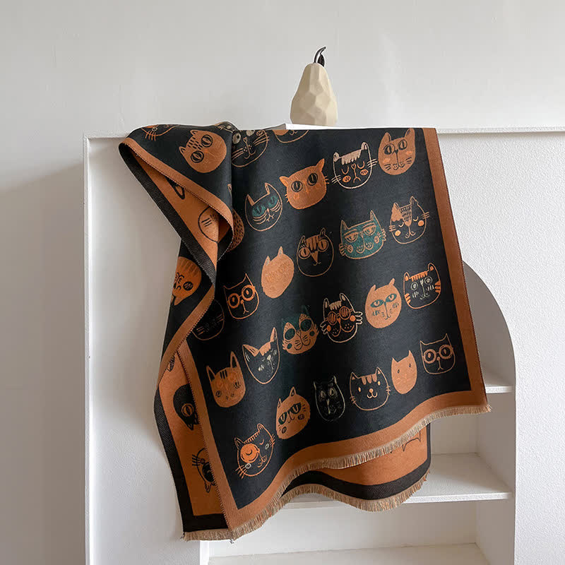 Sciarpa spessa elegante con gatto dei cartoni animati da donna