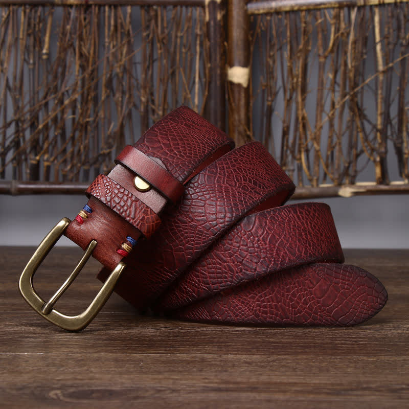 Cintura da uomo in pelle di serpente con grana Serpentine