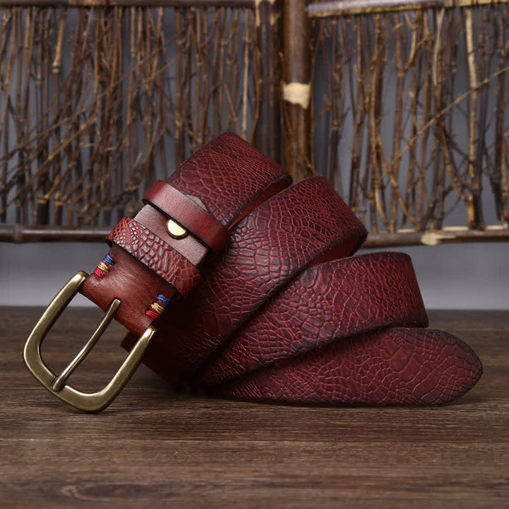 Cintura da uomo in pelle di serpente con grana Serpentine