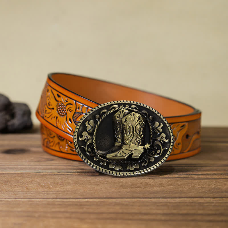 Cintura in pelle con fibbia per stivali da cowboy fai da te da uomo