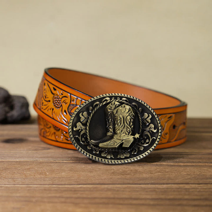 Cintura in pelle con fibbia per stivali da cowboy fai da te da uomo