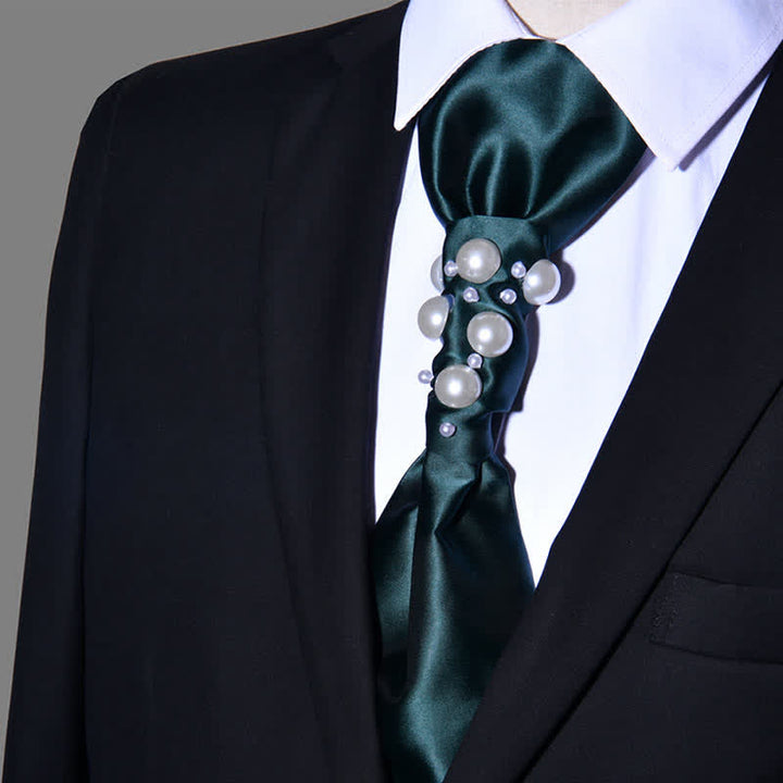 Cravatta da sposa con perle stile vintage da uomo - Verde - image 19