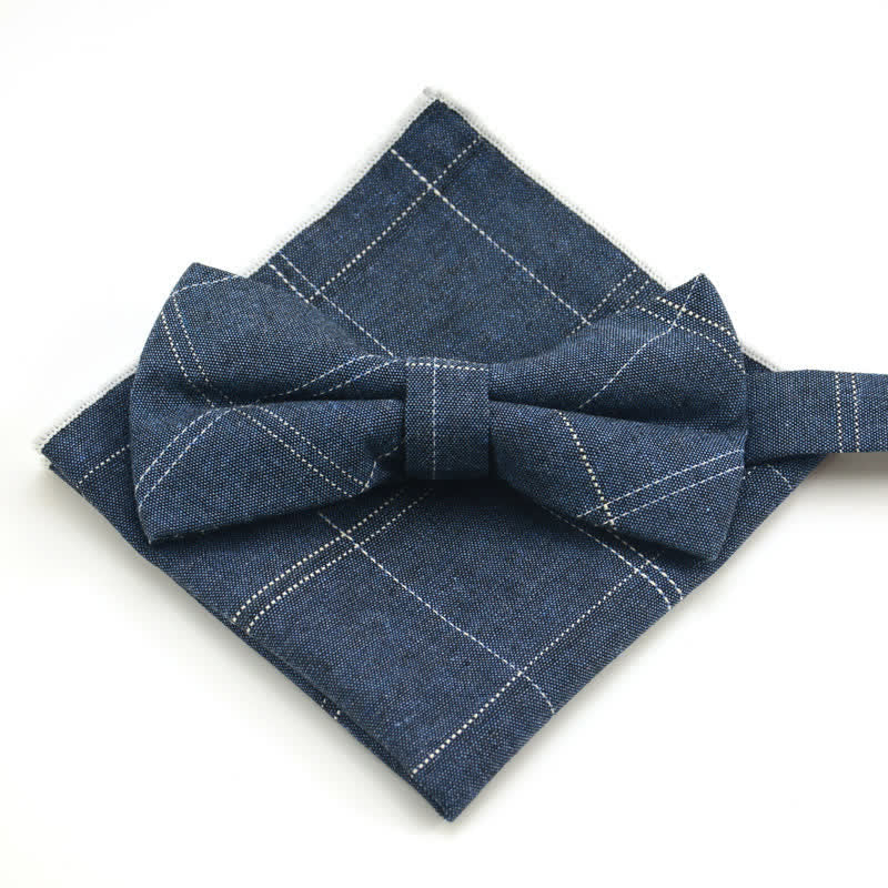 Set di 2 papillon classici a quadri da uomo - Blu - image 2