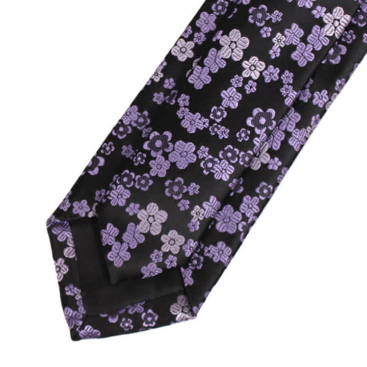 Cravatta sottile da uomo con piccoli fiori viola - image 3