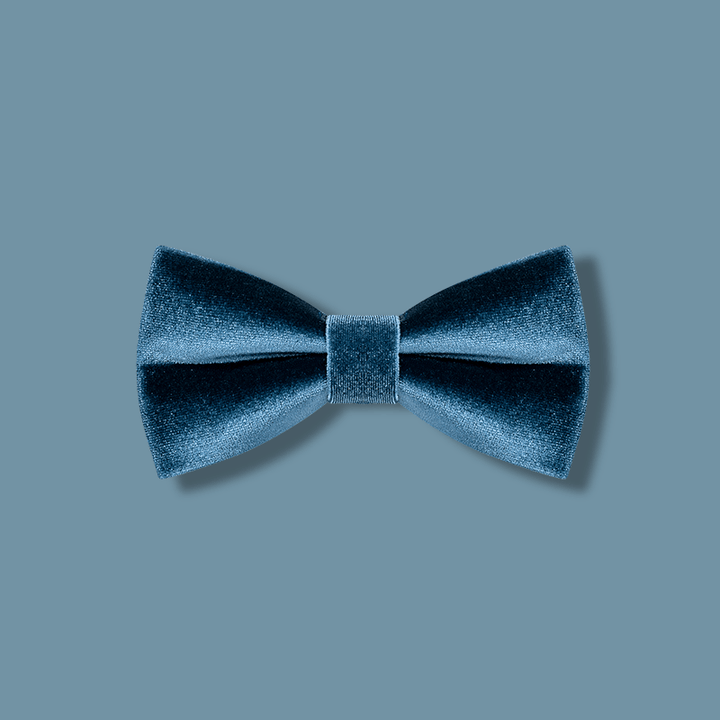Papillon in velluto tinta unita blu Sax da uomo