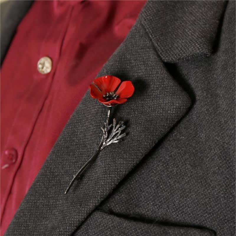 Spilla da donna con fiore di papavero rosso di classe