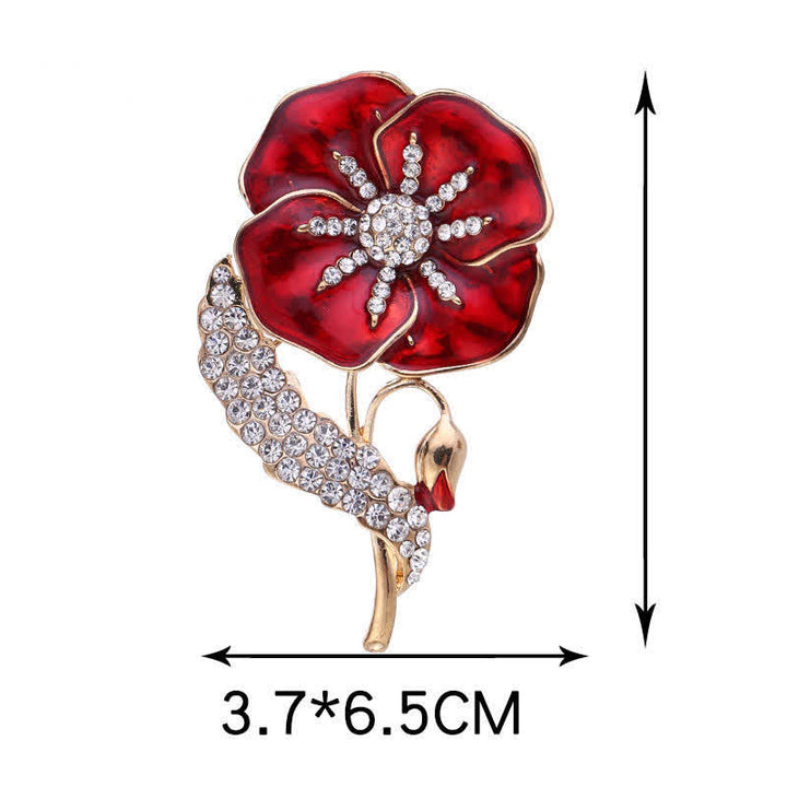 Spilla unisex con strass e papavero per il Memorial Day