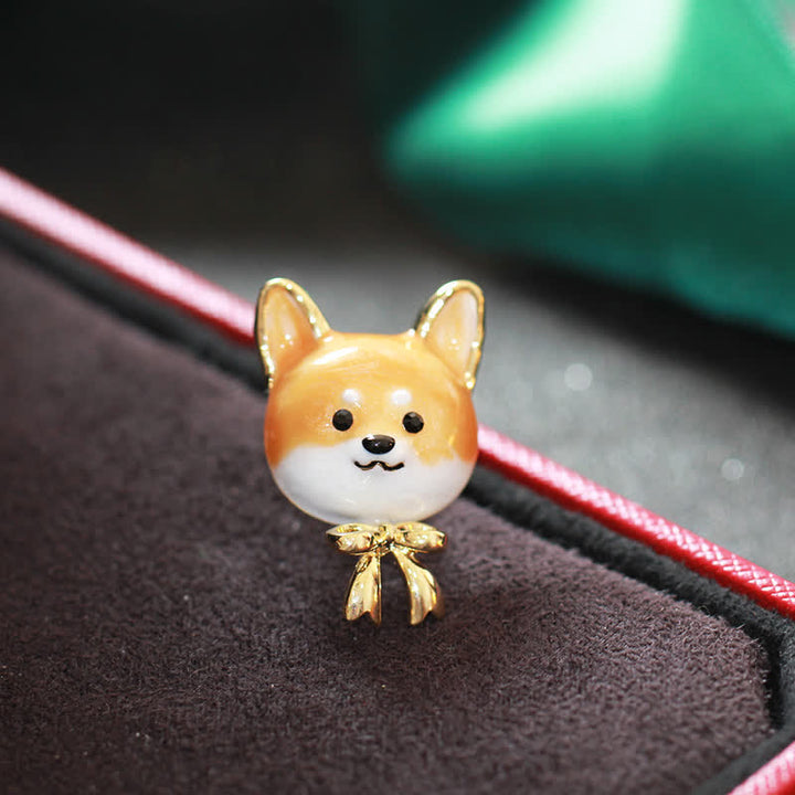 Spilla unisex carina in smalto a forma di cane Shiba Inu