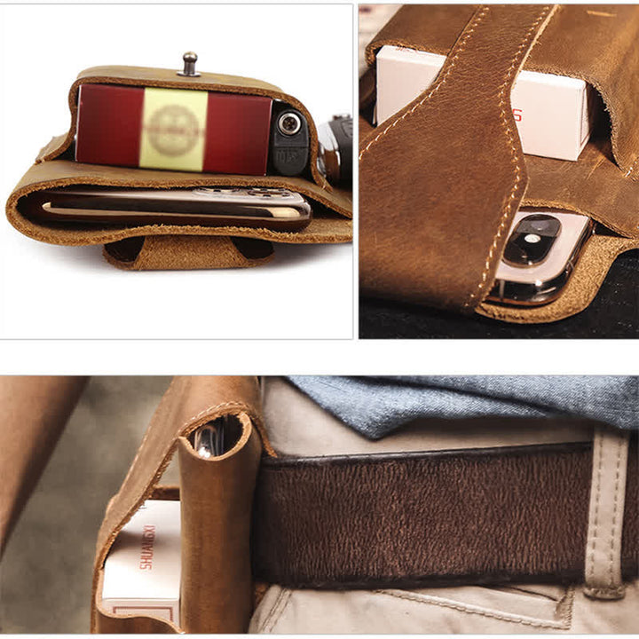 Borsa a tracolla in pelle Crazy Horse minimalista per telefono - image 19