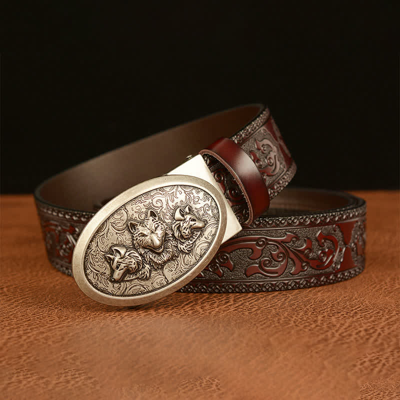 Cintura in pelle da uomo Legend Of Hungry Wolves