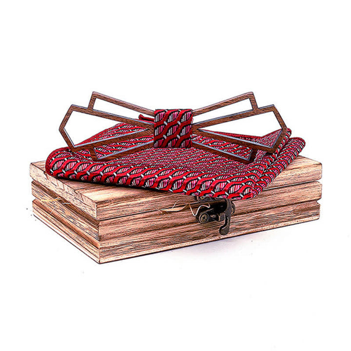Set di 2 papillon in legno cavo da uomo, novità - Rosso - image 10