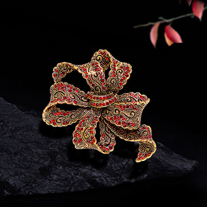 Spilla da donna vintage con fiocco in zircone Boho